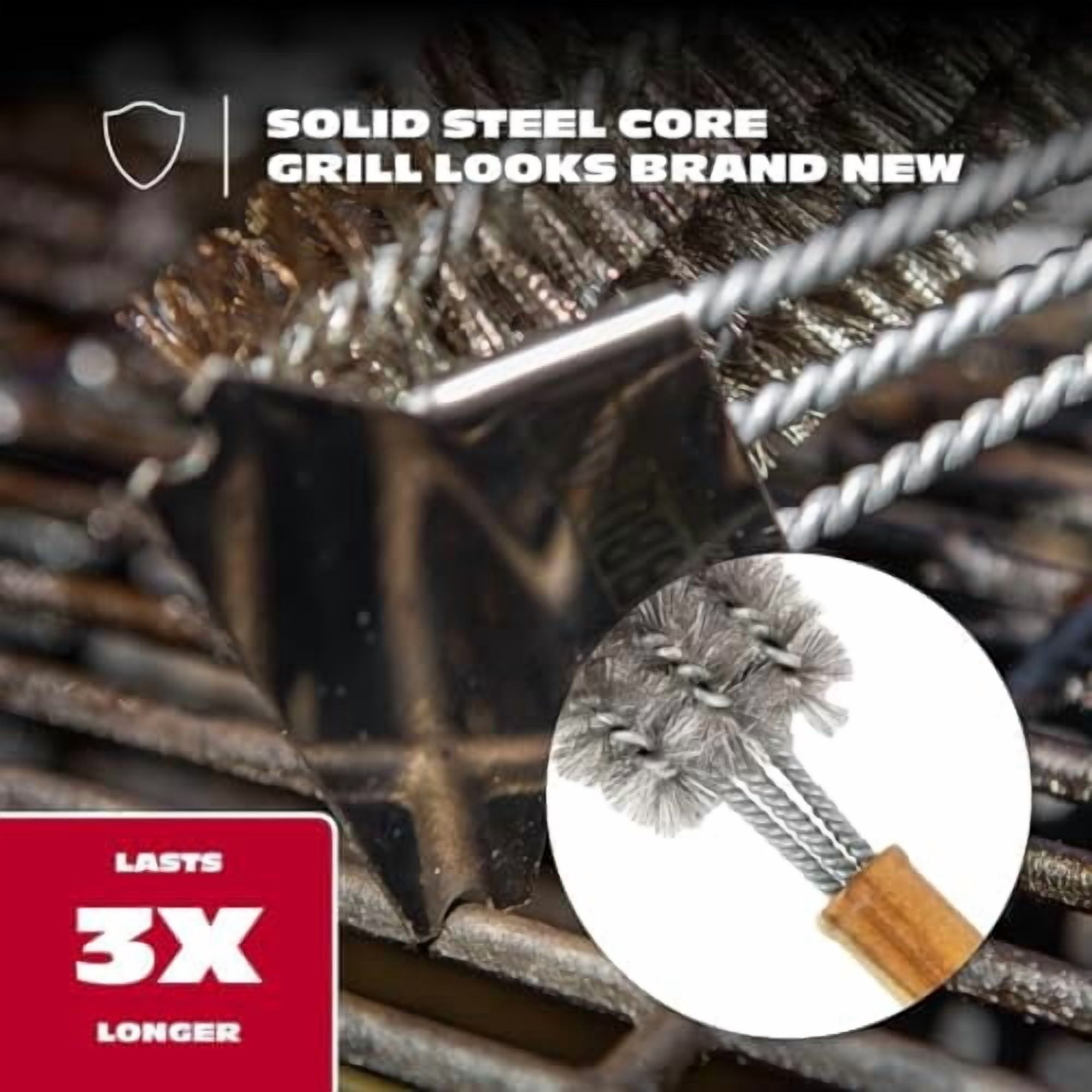 All Angles BBQ Grill Brush for Outdoor Grill – Cleans All Angles, Large Wooden Handle, and Stainless Steel Bristles - BBQ Brush for Grill Cleaning – Grill Cleaner Brush Safe for BBQ and Grill