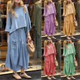 thumbnail image 7 of Women's Textured Top and Wide Leg Pants Set, Long Sleeve Casual Two Piece Outfit, 7 of 7