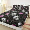 thumbnail image 3 of Manfei Hippie Sugar Skull Full Size Sheets, Pink Flower Bed Sheets, Happy Halloween Sheet Sets, Breathable Home Decor 4-Piece, 3 of 7