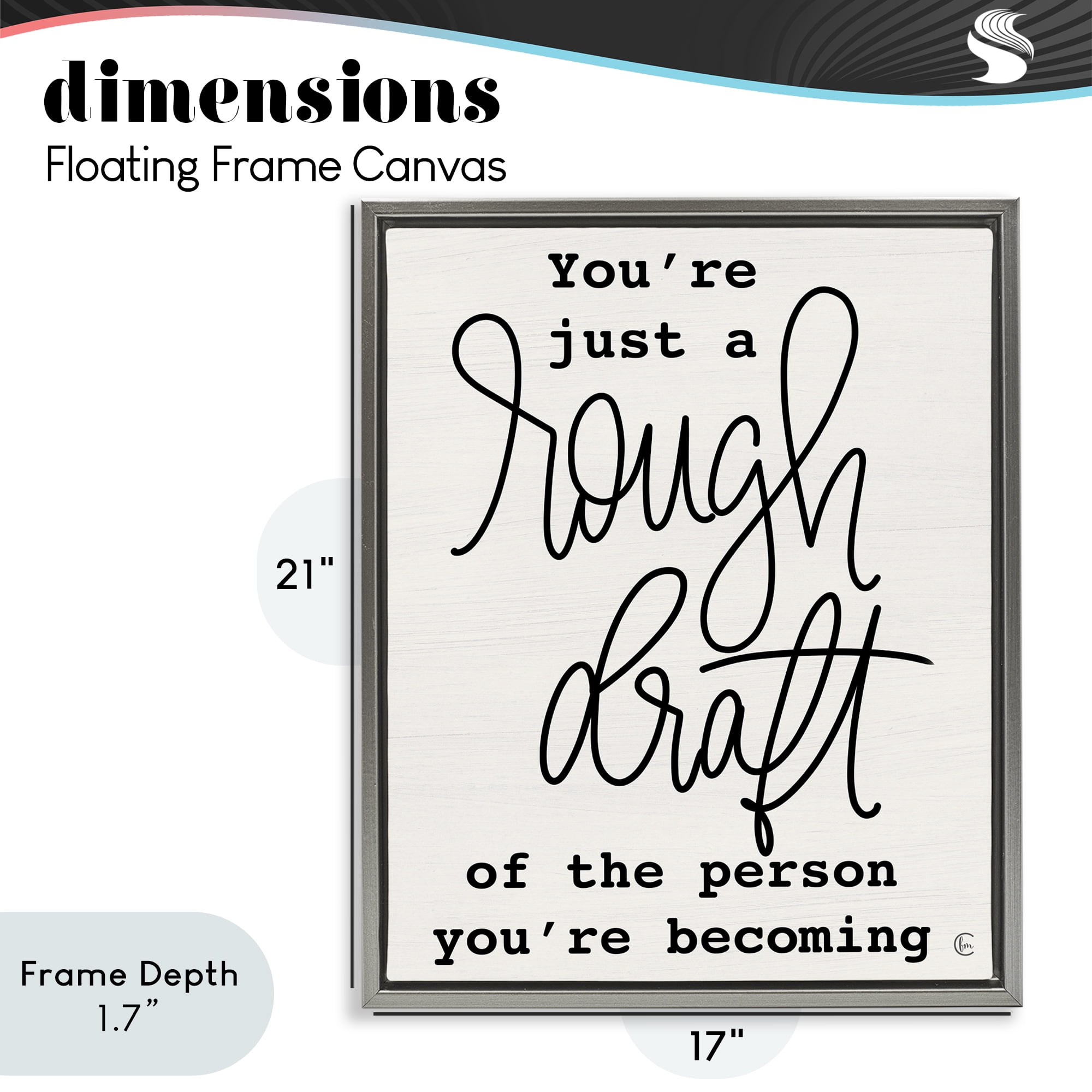 Stupell Industries Rough Draft Of Person Gray Framed Floater Canvas Wall Art, design by Fearfully Made Creations