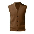 thumbnail image 3 of JTieacloth Tops for Men Loose Fit plus Size Male Autumn And Winter Buckle Sweater Vest Vest V Neck Pure Color Wool Collarless Shirt Combined Body Type Non Hooded Vest Sweater Vest, 3 of 4