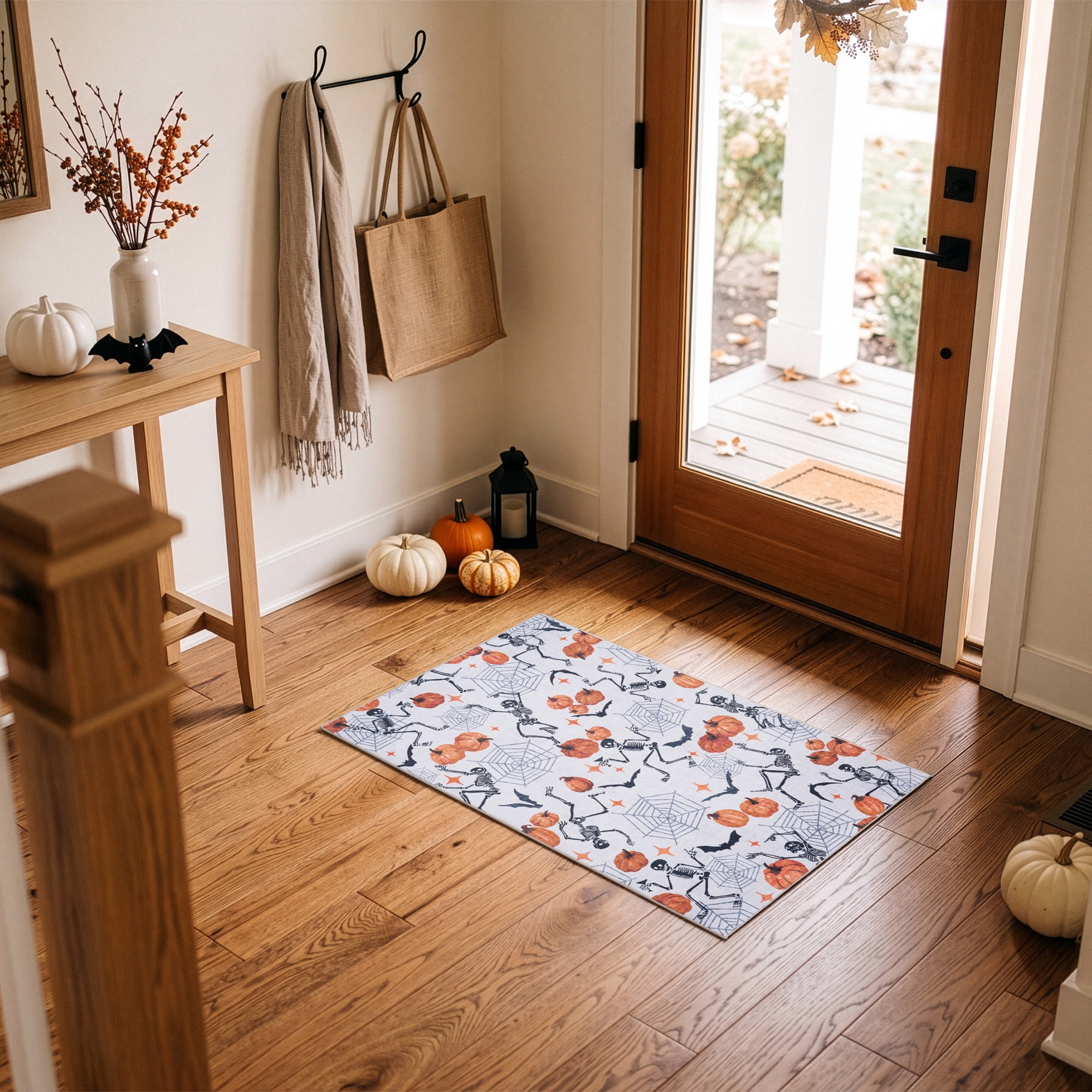 Skeleton Printed Runner, 30"x47", Polyester pile