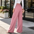 thumbnail image 2 of Byworldtasic Women's Flowy Pleated Trousers Elastic Waist Loose Fit Palazzo Business Casual Lounge Pants with Pockets, 2 of 7