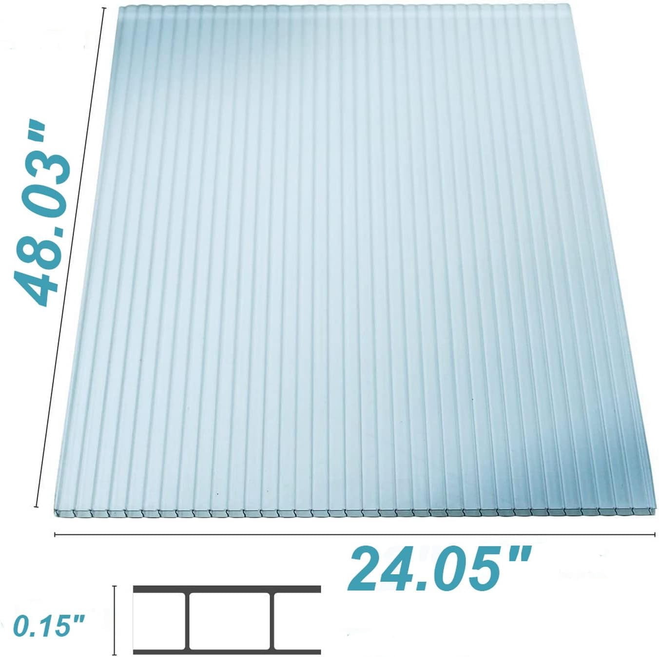 20 Pcs 2' x 4' Polycarbonate Greenhouse Panels, 4mm Twin-Wall, UV Protected, Waterproof, Shatterproof, Clear Reinforced Sheets for Greenhouse & Outdoor Use