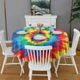 thumbnail image 2 of Colorful Rainbow Tie Dye Spiral Pattern Round Tablecloth 60"x60",Wrinkle Wipeable Table Cloth for Kitchen Dining Room Picnic Patio Party, 2 of 6