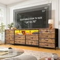 thumbnail image 5 of EnHomee Wide Dresser TV Stand for 65 70 75 Inch Dresser for Bedroom with LED Lights & Power Outlets & 12 Fabric Drawers,Rustic Brown, 5 of 10