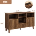 thumbnail image 2 of inyl Record Storage & Media Console with Charging Station, Power Outlet - Wooden Turntable Stand for Record Player, Living Room Entertainment Center Furniture (Walnut Finish), 2 of 6