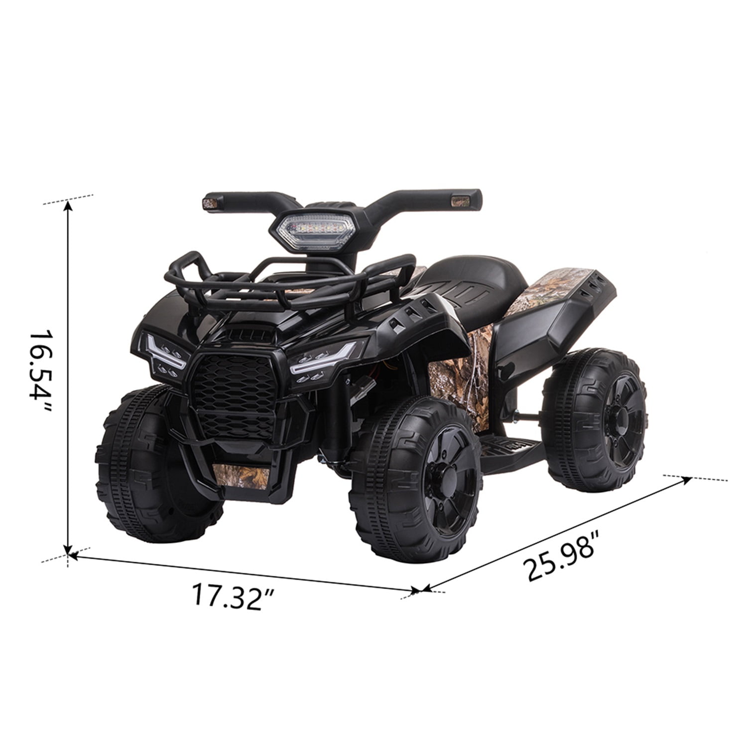 CIPACHO Kids ATV, 6V Battery Powered Electric Vehicle w/LED Light, Horn, Music, Wear-Resistant Wheels, Ride on Car 4 Wheeler Quad for Toddler Boys Girls 18-36 Months, Black