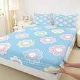 thumbnail image 3 of Feelyou Dreamy Floral Flower Full Size Sheets for Kids, Kawaii Cherry Blossoms Bed Sheets, Princess Cartoon Blue Sheet Sets, Super Cozy Room Decor, 4-Piece, 3 of 7