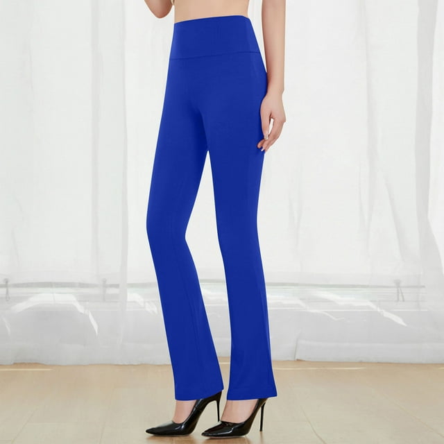 Women's High Waist Yoga Pants - Polyester Solid Color Casual Workout Leggings for Spring and Summer