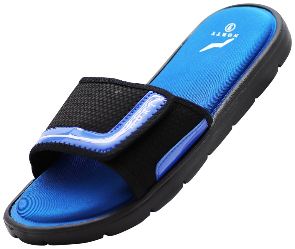 NORTY Mens Memory Foam Slides Adult Male Slide Sandals Blue