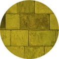 thumbnail image 1 of Ahgly Company Tapis Rond Lavable en Machine Intérieur Transitionnel Jaune, 6 Pieds Rond, 1 of 7