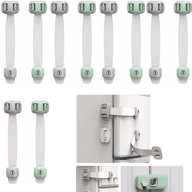 10-pack Barnsäkra Skåplås, Inga Verktyg eller Borrning Behövs, Babyskåpslås för Köksluckor, Lådor, Apparater, Garderober, Kök, Kylskåp