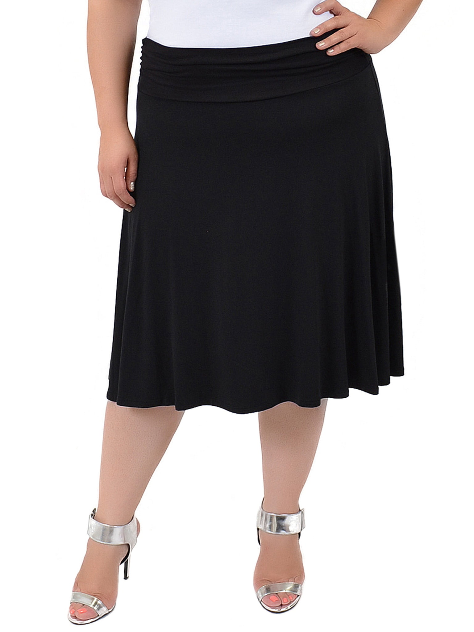 Stretch Is Comfort - Plus Size Knee Length Flowy Skirt - X-Large (12-14 ...