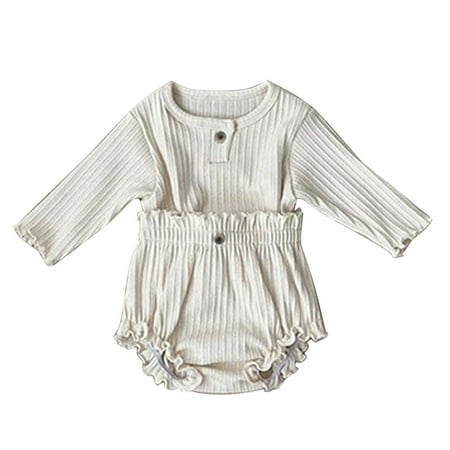 

Fsqjgq Boy Gift 3 Months Baby Girls Boys Summer Autumn Solid Ribbed Cotton Long Sleeve Short Pants Tshirt Shorts Set Outfits Clothes Kids Cute Outfit Cotton White 66