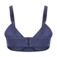 thumbnail image 3 of Bigersell Comfortable Bras Sale Wirefree Bras with Support and Lift T-Shirt Bra Style R2562 V-Neck Back-Smoothing Bras Hook and Eye Bra Closure Women's Plus Size Full Figure Bras Navy XL, 3 of 4