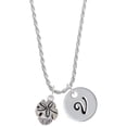 thumbnail image 1 of Delight Jewelry Silvertone Sand Dollar Spinner Silvertone Script Initial Disc - V - Charm Necklace, 20"+3", 1 of 4