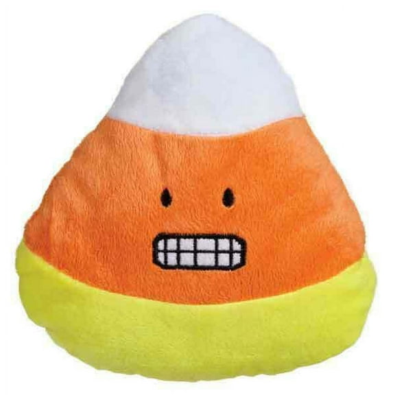 Emoji Candy Corn Dog Toys Funny Face Halloween Plush 6" Pick Smile Grin Hearts (Grin)