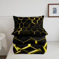 thumbnail image 4 of Black Yellow Honeycomb Comforter Set Neon Hexagon Bedding Sets Geometric Beehive Full Size Quilt Sets ,Abstract Line Art Duvet Insert Modern Geometry Room Decor, 4 of 5