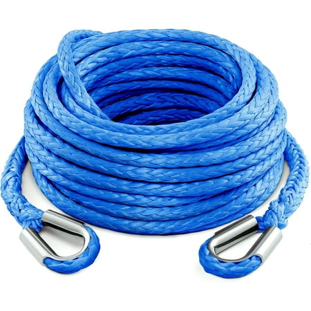 Winch Rope Extension 1/4 Inch x 50 Ft 10,000 Lbs, Synthetic Winch Extension Line Cable for Off Road Vehicle ATV UTV Truck etc (Blue)