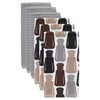 Solid and Print Kitchen Towel, Six Pack, Salt and Pepper