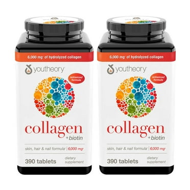 2 Pack | youtheory Collagen Plus Biotin, 390 Tablets