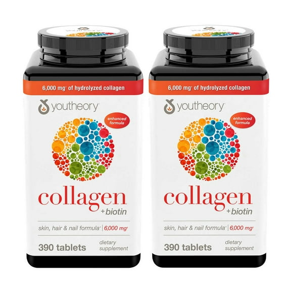 2 Pack | youtheory Collagen Plus Biotin, 390 Tablets