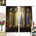 thumbnail image 3 of Forest Window Outside Scenic Theme Curtain, Early Morning Sun Ray Beautiful Butterfly Flower Landscape, Retro Medieval Window Frame Art Deco Curtain, Room Living Room Blackout Curtain 2 Pieces 42x63in, 3 of 5
