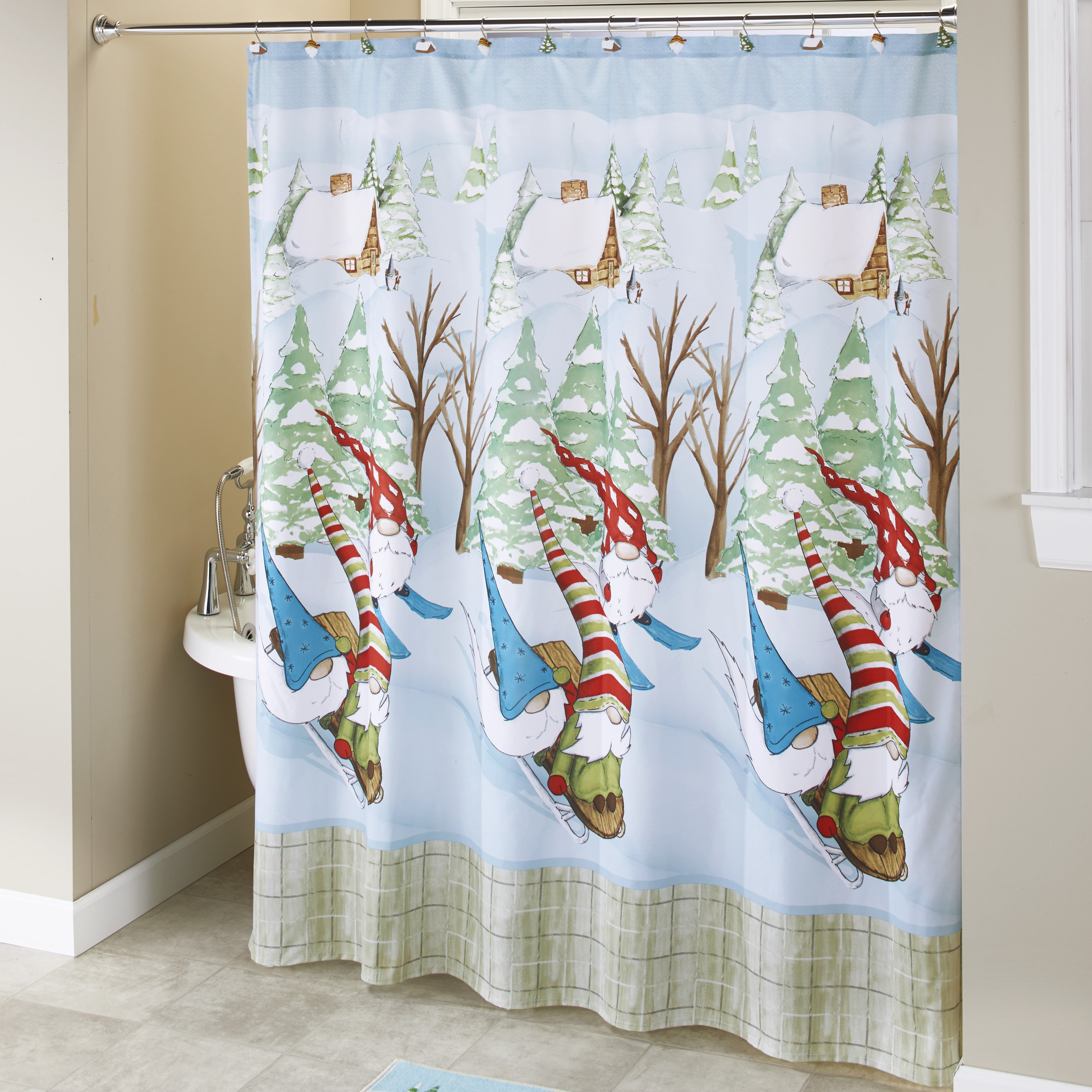 Winter Gnome Bathroom Shower, Grommet Style Shower Curtains