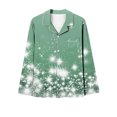 thumbnail image 3 of Puntoco Conjunto De Pijama De Pantalones Y tops Casuales De Manga Larga Con Estampado Navideño Para Mujer (1 top + 1 Pantalón) Conjunto De Solapa De Manga Larga Verde Xl, 3 of 4