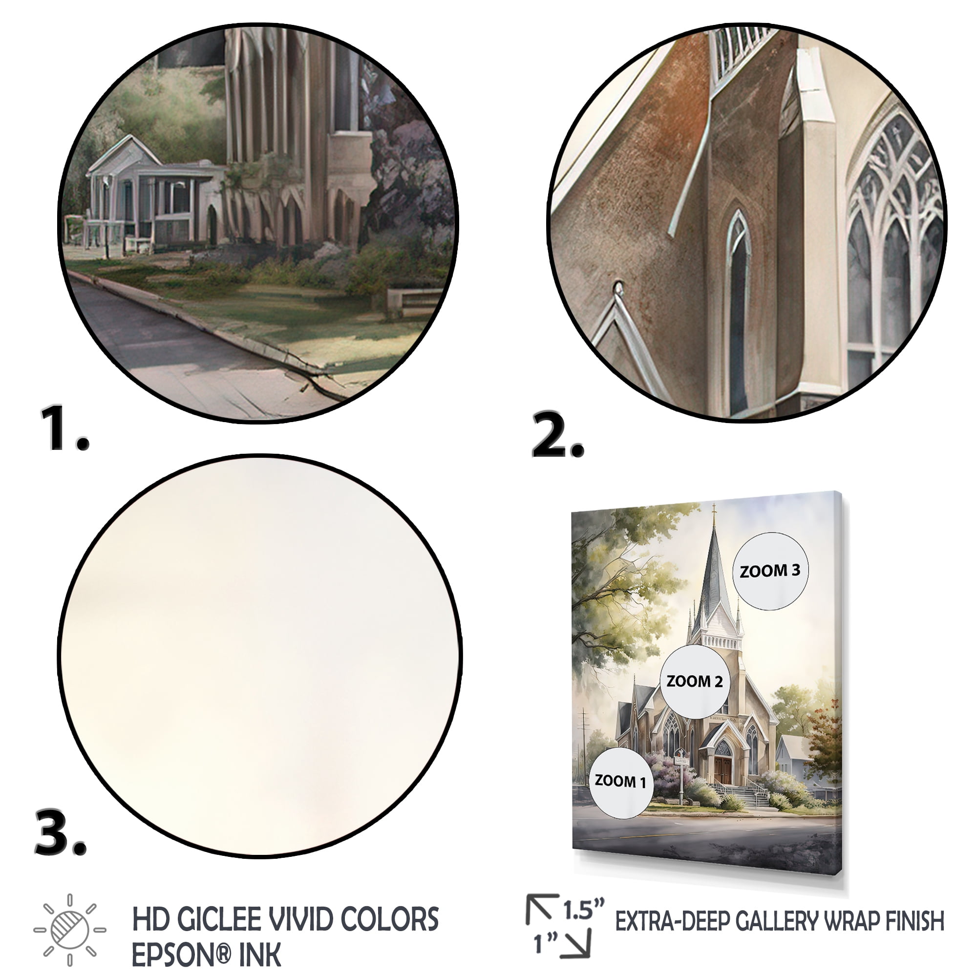 Designart Church In A Small Town I Canvas Wall Art