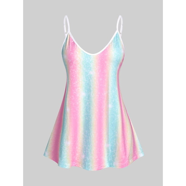 Top Cami de Talla Grande de Color Degradado Rosegal Camisetas sin mangas de talla grande