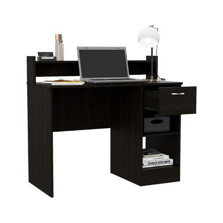 FM FURNITURE Charlette Computer Desk with Two Shelves Black Engineered Wood Walmart