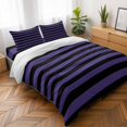 thumbnail image 5 of Halloween Theme 4 Piece Bedding Set, Purple and Black Stripes Twin Size Duvet Cover Set with Zipper Closure & Corner Ties Soft Breathable Comforter Cover for Bedroom, 5 of 9