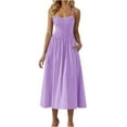 thumbnail image 1 of Yuyuzo Robes pour Femmes Décontractées Robes Maxi Smockées Bretelles Spaghetti Évasées Ligne A Longue Fluide Robe d'Été de Plage, 1 of 6