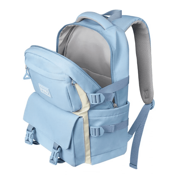 Mochila escolar Backpack acero diseño liso 30L, Azul Claro