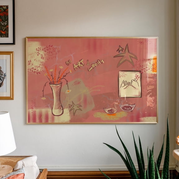 Vintage Collage Poster- Pink Tones, Wall Art, Horizontal Wall Decor, Unframed Poster Size 8x12