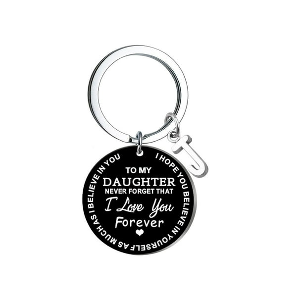 Llavero creativo DIY para mi hija, acero inoxidable negro, apellido, 26 letras, 2,5 cm Wmkox8yi sjalhkljlk3845