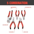 thumbnail image 6 of 5 Piece Pliers Set - Durable Linesman Pliers Needle Nose Slip Joint Pliers Diagonal Cutter Groove Joint, Red/Black, 6 of 7