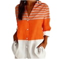 thumbnail image 2 of Ynynloco Women's Blouses Striped Long Sleeve Collared Shirts Button Down Loose Fit Casual Tops, 2 of 5
