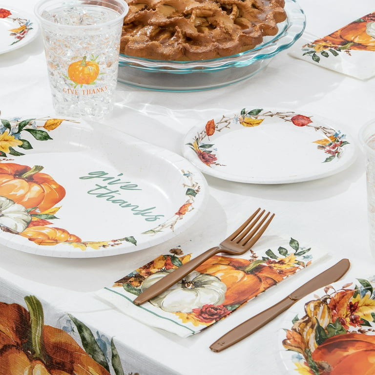Thanksgiving Fall Leaves Dessert Disposable Paper Plates Round 7 by Way to Celebrate Multicolor