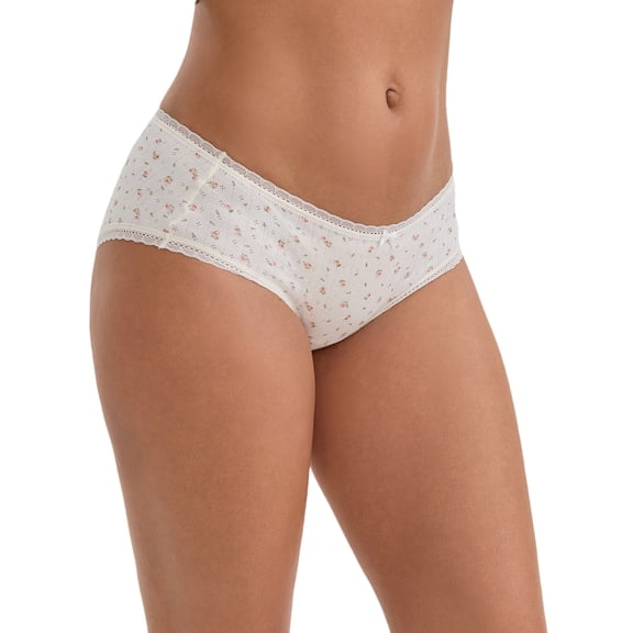 DARING DIVA Women's Floral Low Waisted Full Coverage Cotton Briefs M Light Yellow
