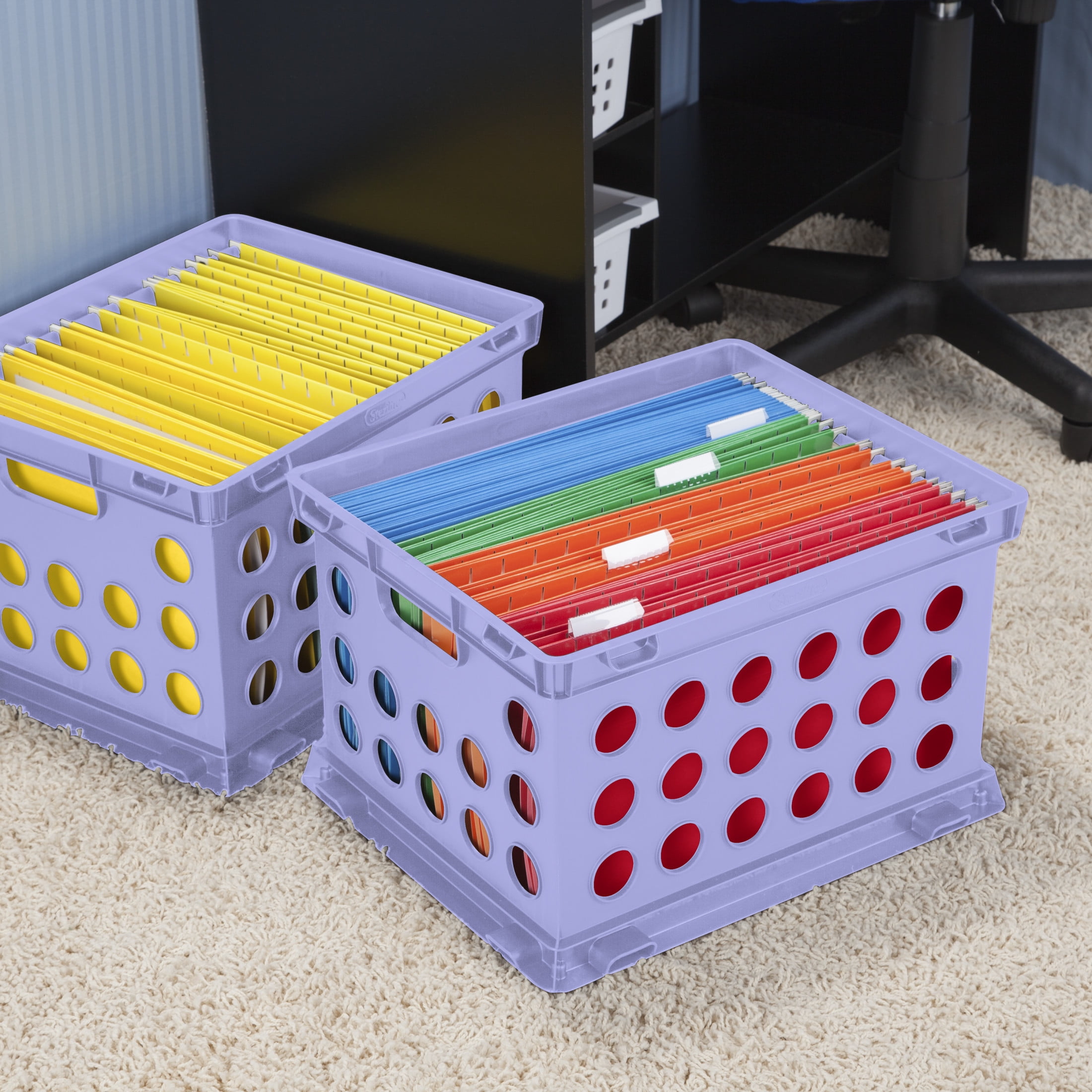 (6 pack) Sterilite File Crate Plastic, Spring Peri
