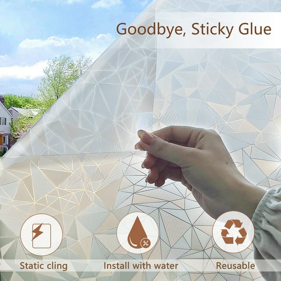 Film for Glass Non Adhesive Removable Window Sticker for Bathroom Living Room (Flower Shape, 23.6inx118in)