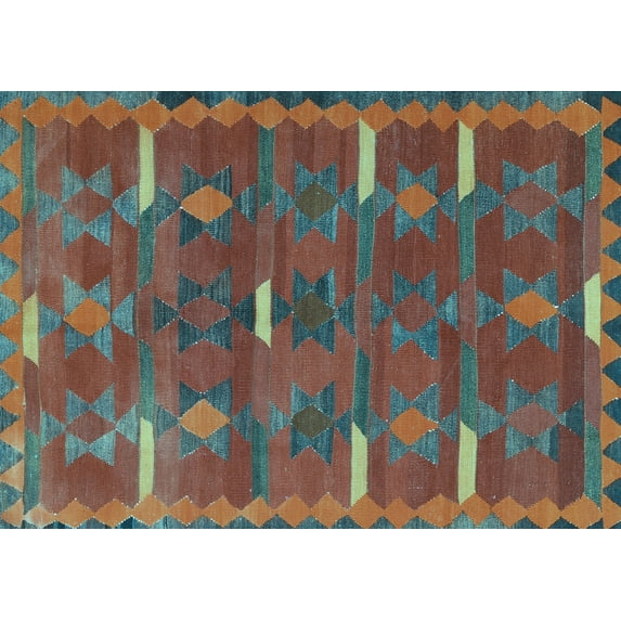 Ahgly Company Indoor Rectangle Southwestern Light Blue Country Area Rugs, 4' x 6'