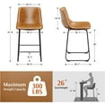 YaFiti 26'' Bar Stools Set of 4, PU Leather, Counter Height, Metal Legs