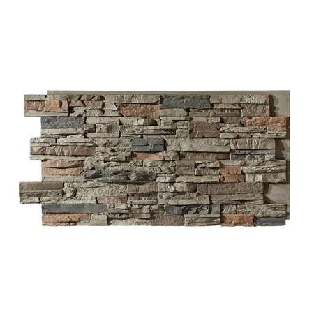 Sedona Cambridge Gray 48 in x 24 in x 2 in, Faux Stacked Stone 3D Textured Decorative Wall Panels, 1