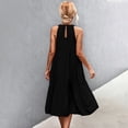 thumbnail image 4 of Women's Halter Neck Sleeveless Beach Dress Color Block Solid Print Loose Fit Sundress with Side Slits and Back Tie for Pool Parties,Black S, 4 of 5