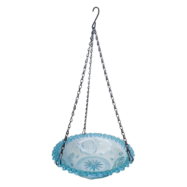 Hanging Outdoor Bird Bath & Feeder Tray, Plastic & Metal Material, Weather-Resistant, Decorative Design, Gift for Bird Lovers