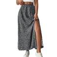 thumbnail image 3 of Lenago Skirts for Women Casual Summer Side Slit Print Elastic Waist Skirt Mid Cool Dress, 3 of 7
